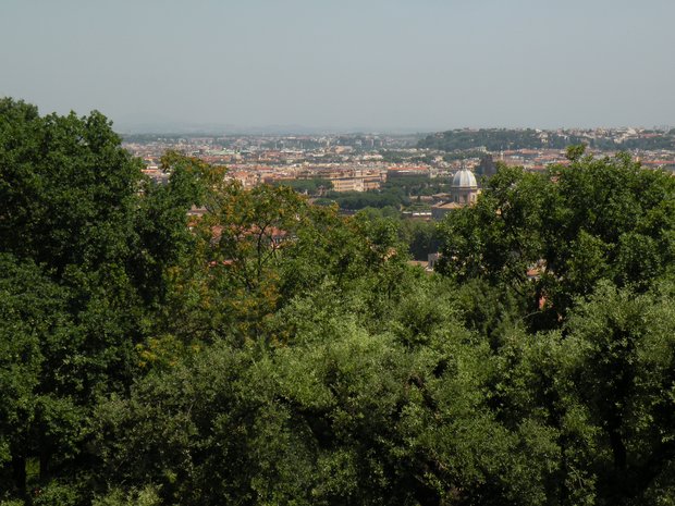  la ville derrière la verdure du Janicule